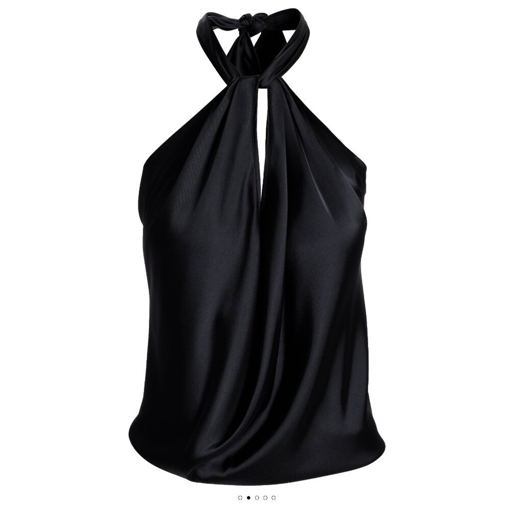 Boston Proper Black Bella Versatile Charmeuse Blouse Small